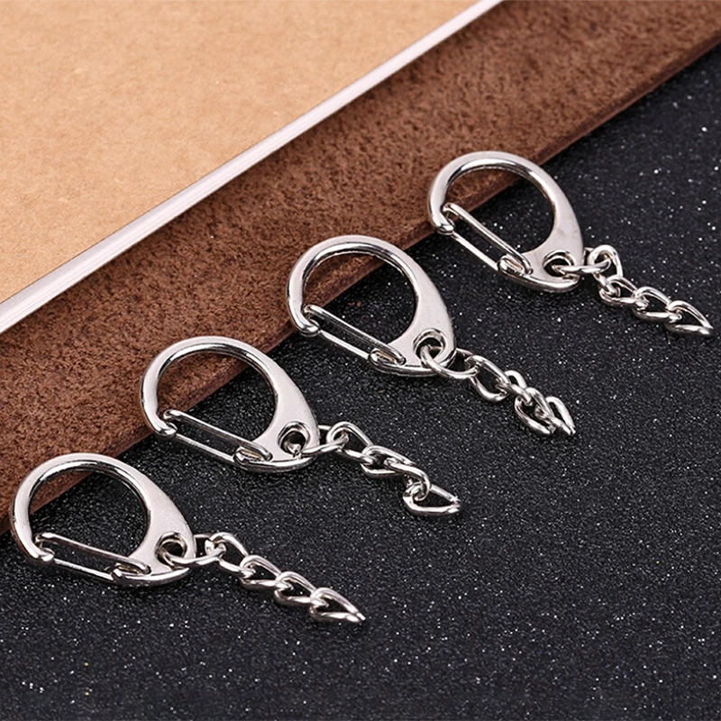 10Pcs Polished Silver Keyring DIY Keychain Short Chain Split Ring Key Rings