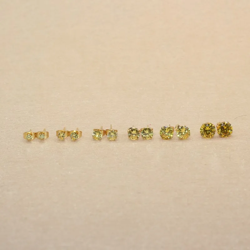 20 Farben, 3 mm, AAA-Qualität, runde, farbenfrohe Zirkonia-Ohrstecker, Edelstahlnadel, hypoallergener Schmuck. – Detail 14