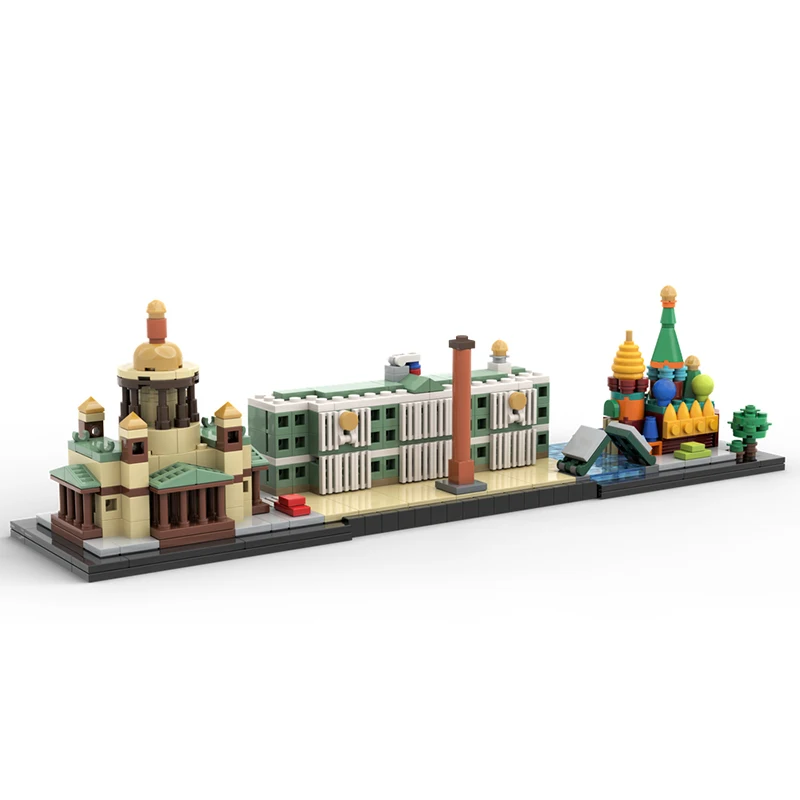 

MOC Miniature Skylines - Saint Petersburg Landmarks Building Block Kit Savior Church Cathedral Brick Model Kid Brain Toys Gift