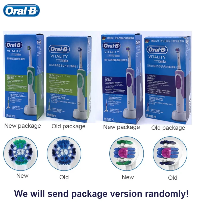 Oral B double nettoyage brosse à dents électrique Rotation Type Vibration brosse à dents Oral B Rechargeable avec 8 têtes de brosse + boîte de