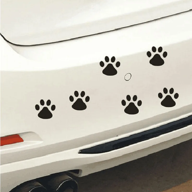 1 Set 4 Pcs Footprint PVC Sticker Paw Car Sticker Cat Dog Footprint Decals Bumper Windshield Door Mirror Refrigerator Wall