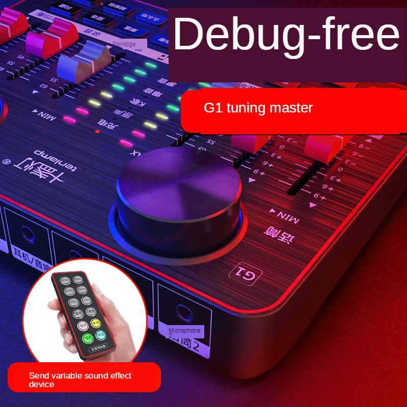 Live Sound Card G1 T2 Microphone Bluetooth Sound Card USB Audio Interface Live Sound Card Mixer Sound Effect For Phone Computer