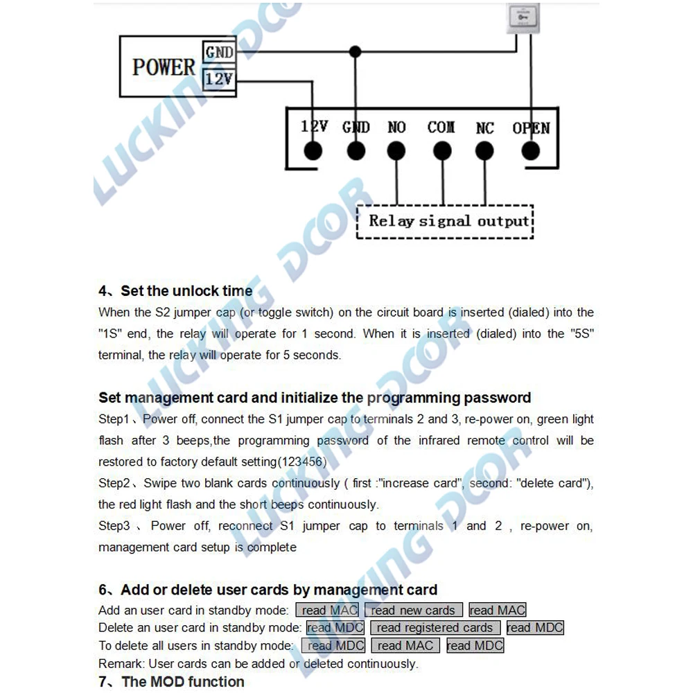 13.56Mhz IC MF Embedded Access Control module Proximity Access Control System Board Building intercom module 15000 user