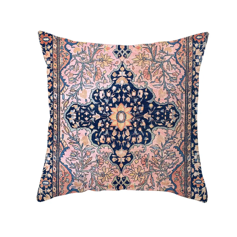 Ethnic Persian Carpet Print Cushion Cover Hot Retro Decorative Pillowcase Vintage Art Turkish Blanket Livingroom Throw Pillows
