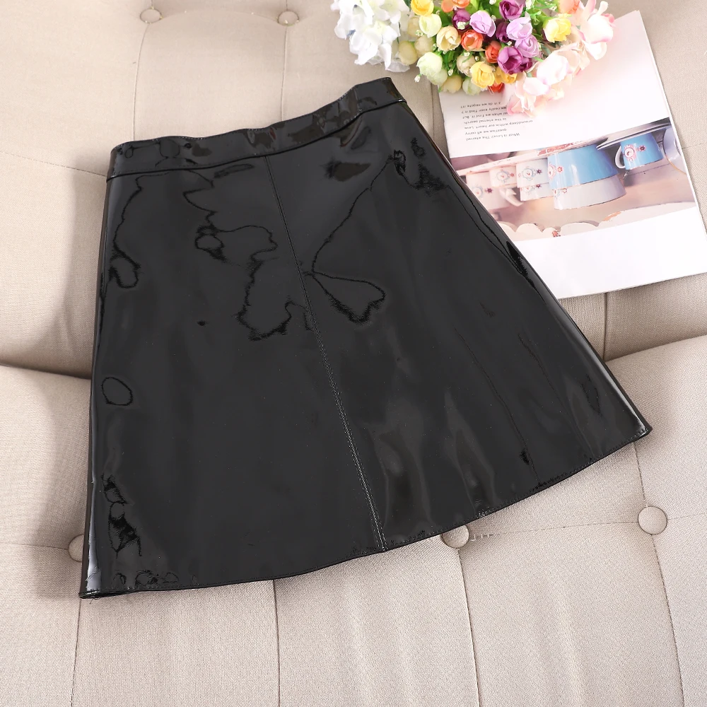 Women\'s Short Faux PU Leather Skirt, Female Mini Skirts, Korean Fashion, Bright, A-Line, 7 Colors, Autumn, Winter