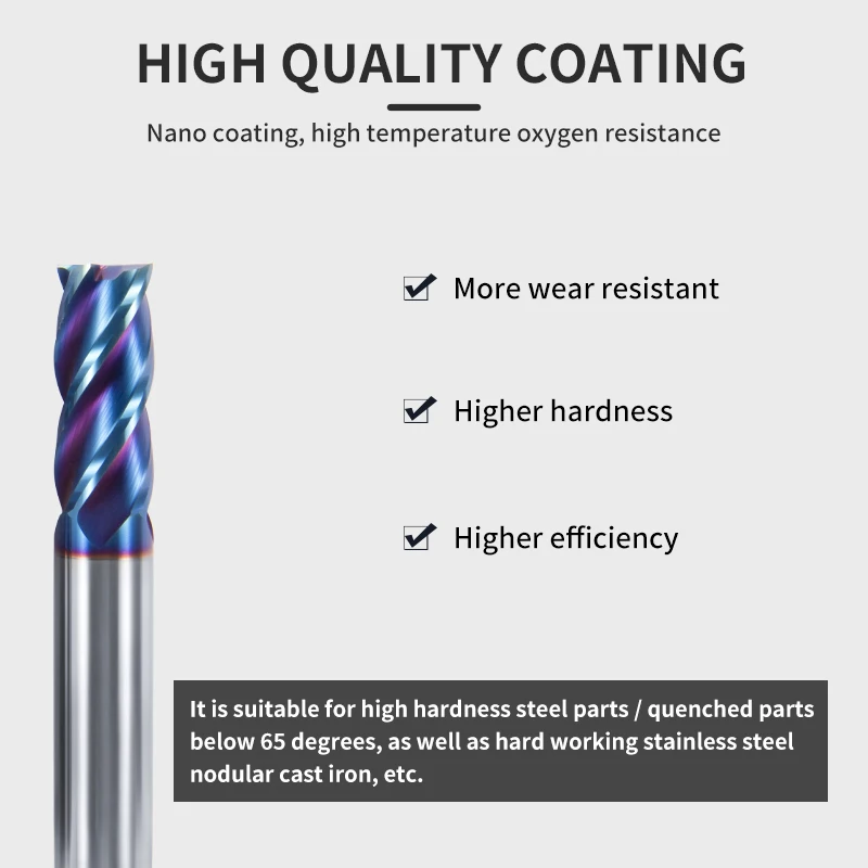 Tungsten Steel End Mill HRC 65 Carbide 4 Flute Flat End Mill cnc Turning Processing Tool Diameter 50-100mm Face Router