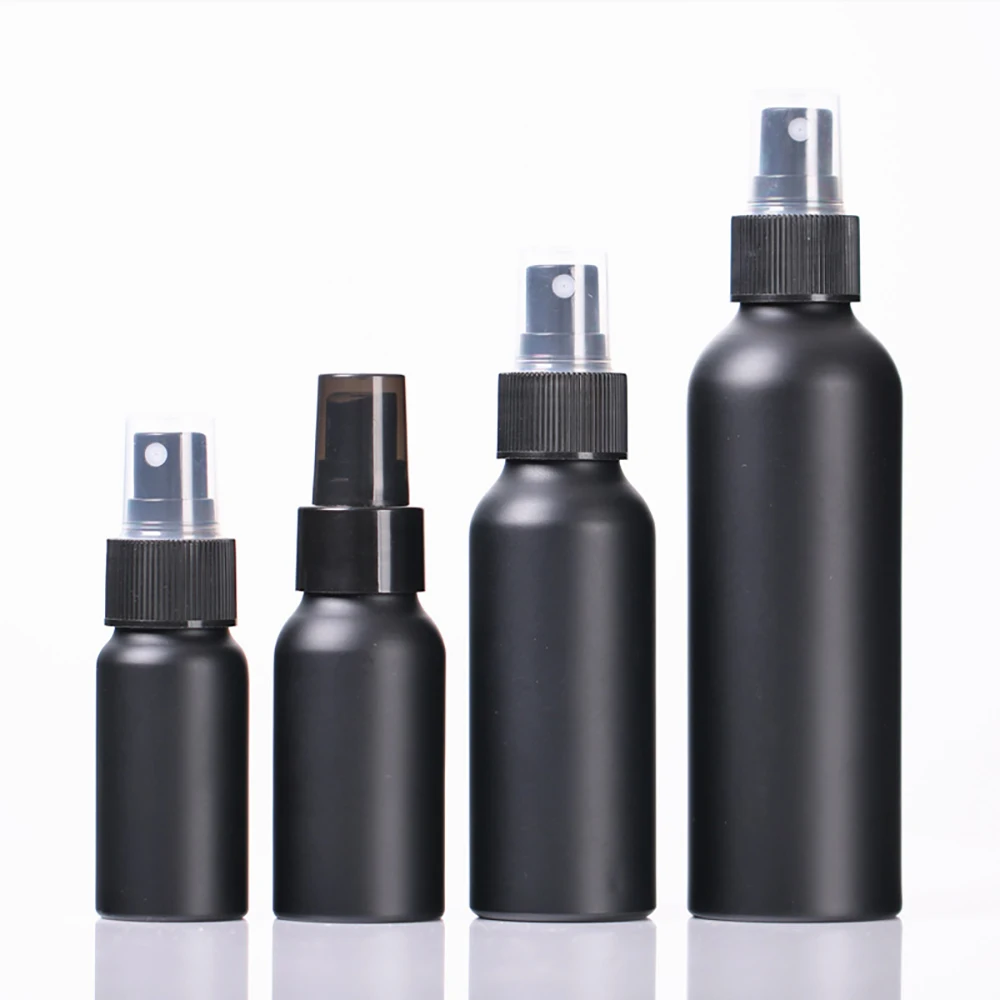 Portable Travel Black Aluminum Bottle Empty Bottle Perfume Spray Bottle Pure Lotion Essence Lotion Bottle Cosmetic Packaging