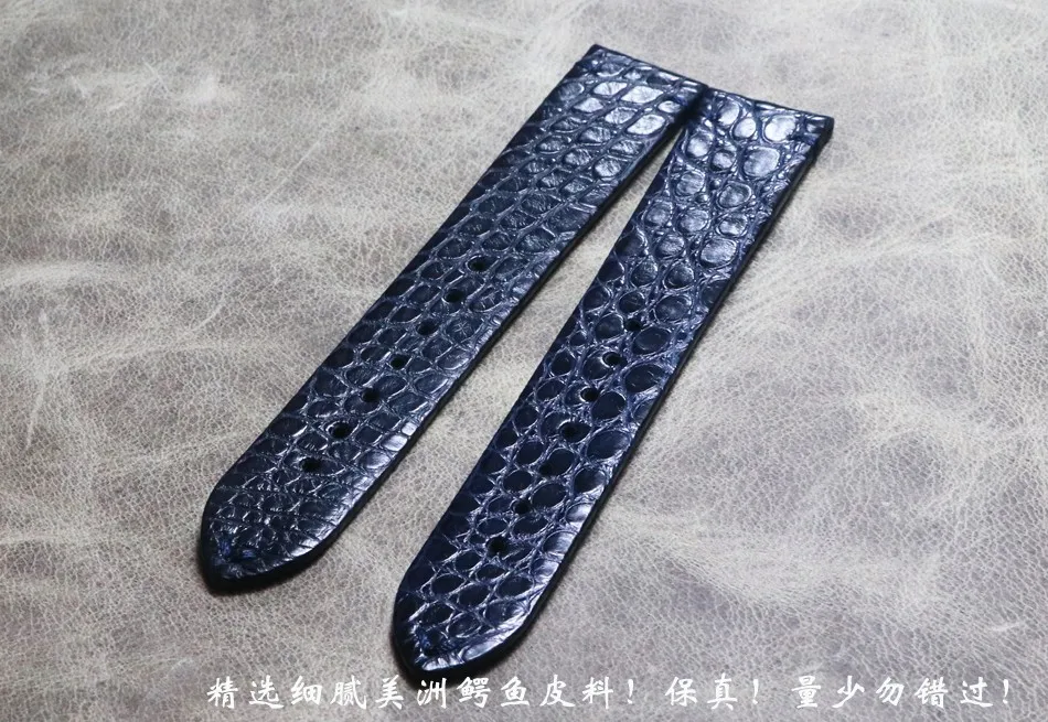 Handmade Soft Thin Watchband Strap Black Blue 16mm 18mm 19mm 20mm 21mm 22mm American Crocodile Skin Men Women Watch band Strap