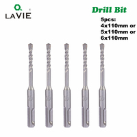 LAVIE 5pcs 4mm 5mm 6mm Electric Hammer SDS Plus Drill Bits Set 110mm Concrete Wall Brick Block Masonry Hole Saw Drilling 016