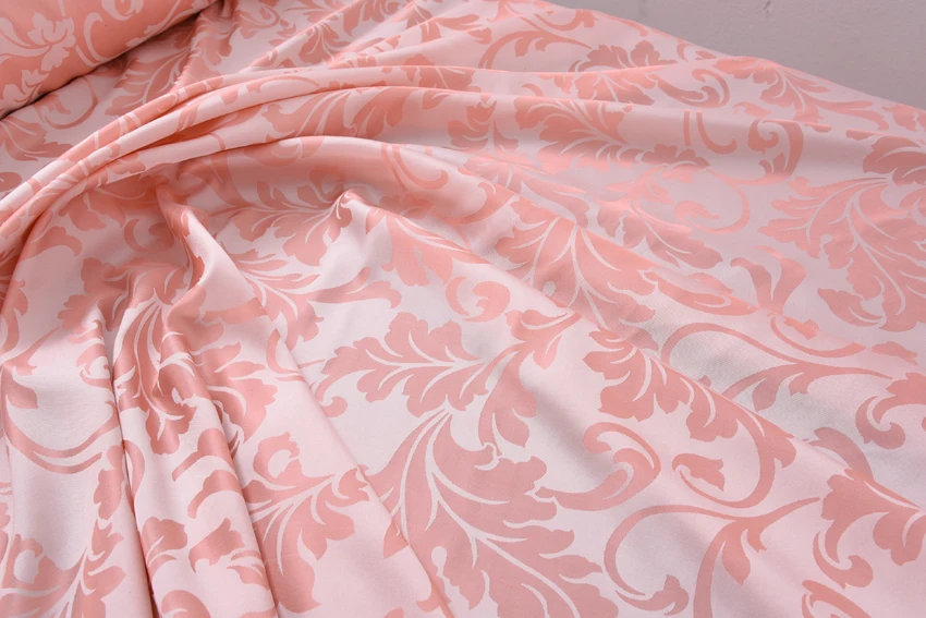 Hu Hu cloth shop 25 momme  heavy silk jacquard brocade cloth fabric 1.4 m wide pink tender orange