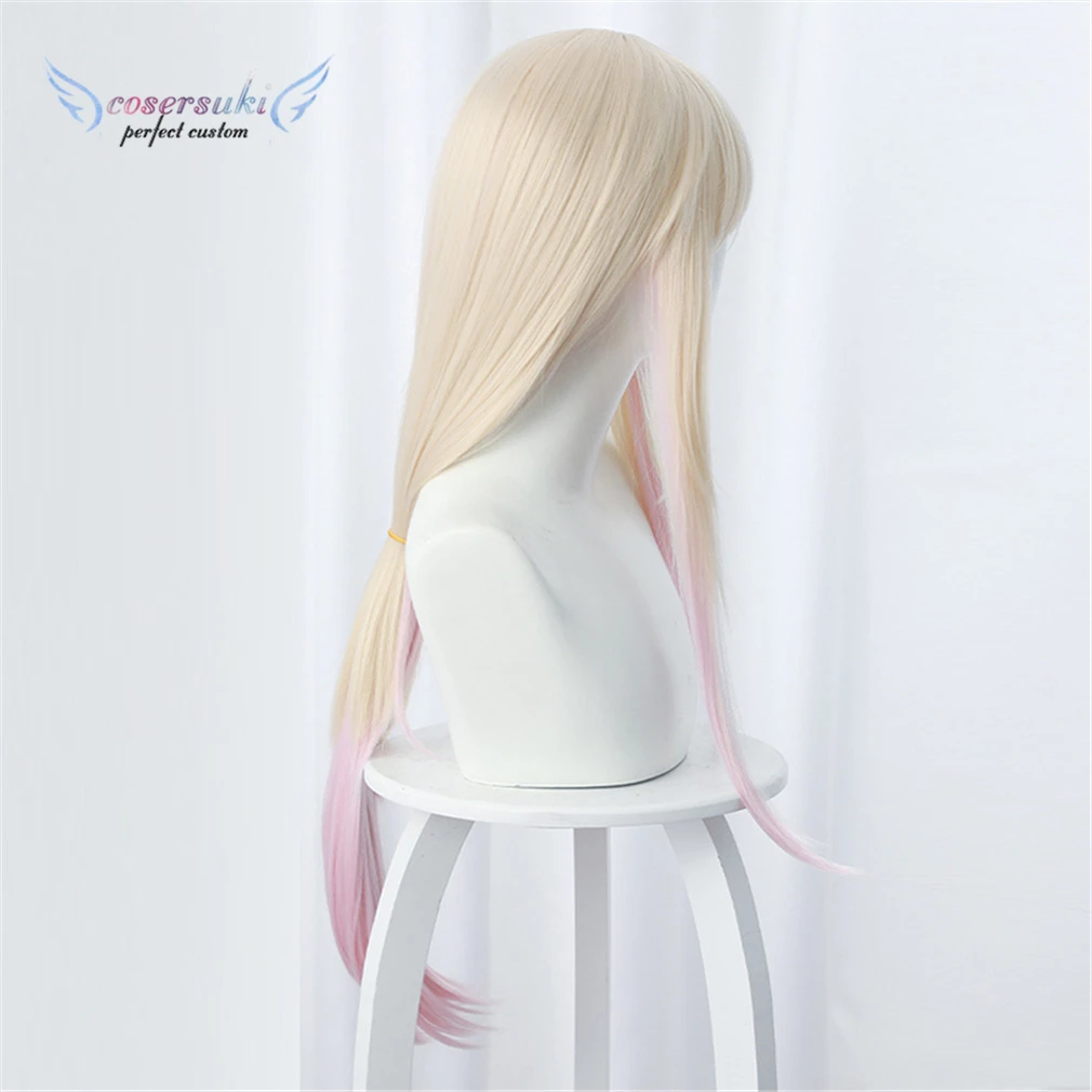 Anime Fujito Chiyuki Cosplay Wig 80cm Woman Long Yellow Gradient Light Pink Heat Resistant Synthetic Hair Party