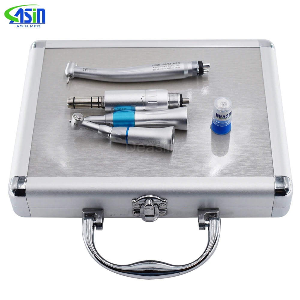 Dental High Low Speed Straight Contra angle Handpiece Air Motor Push Button Air Turbine Tip 4 holes Dental Tools