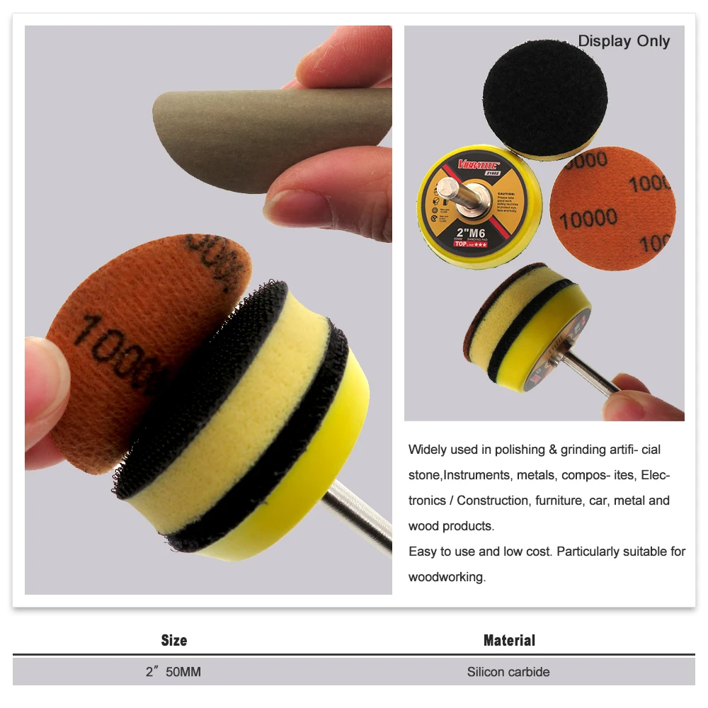 150Pcs 2 Inch Waterproof Sandpaper 50mm Sanding Discs Hook & Loop  Wet/Dry 60 -10000 Grit For Car Metal Phone Wood Polishing