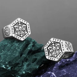 Nordic Mythology Viking Rune Stainless Steel Ring for Men and Women Kabbalah Totem Index Ring Fashion Jewelry Wholesale