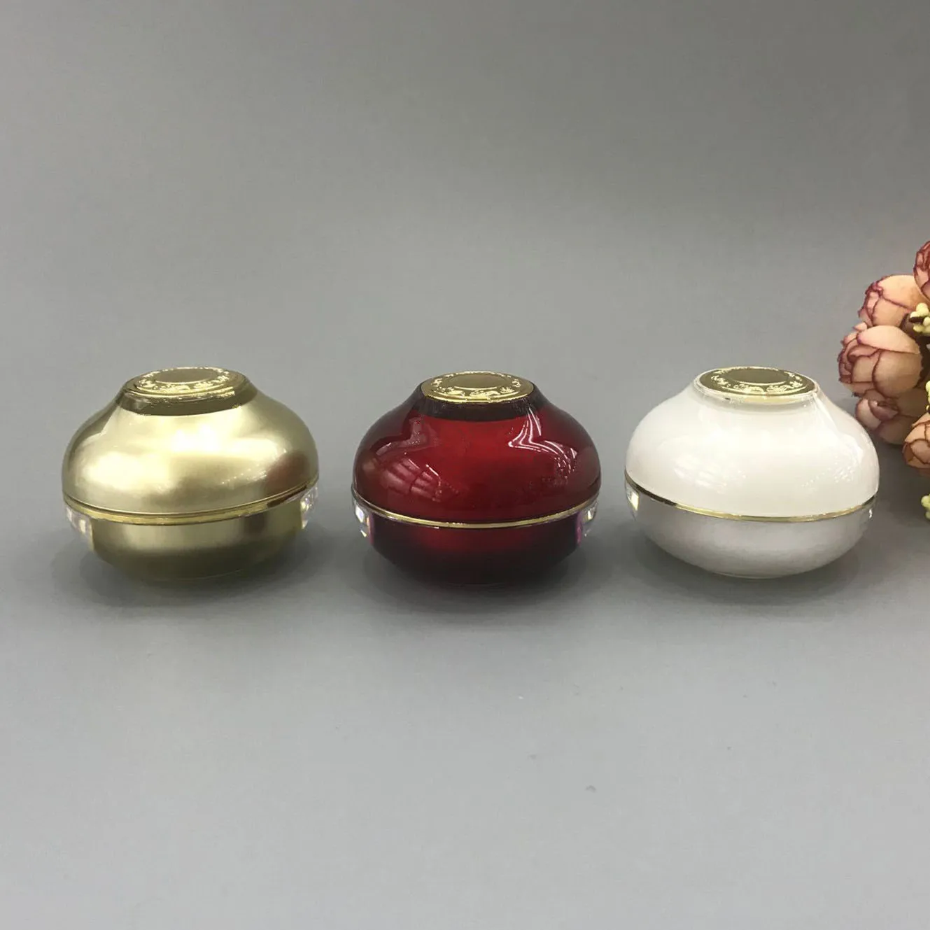 10G pearl white/red /GOLD bowl shape acrylic jar eye cream/sample/night cream/day cream/moisture gel/serum cosmetic packing