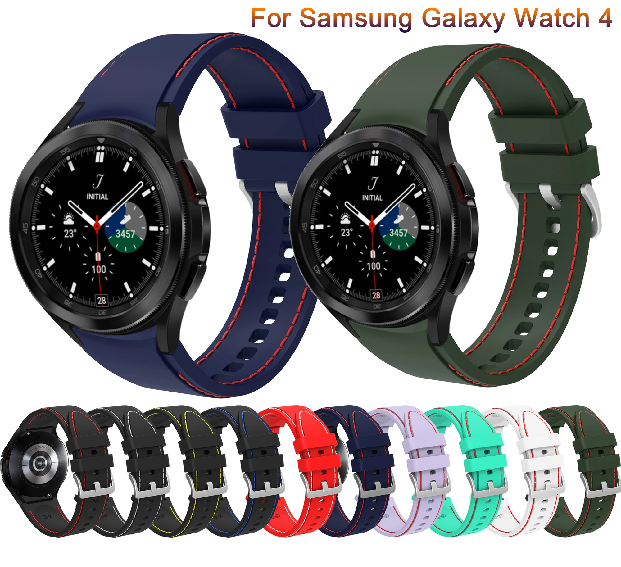 Bandas de silicona para Samsung Galaxy Watch 4 Classic, 46mm, 42mm, 44mm, 40mm, extremo Curvo