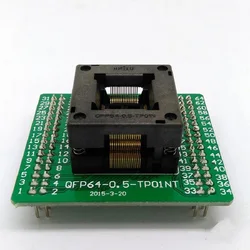QFP64/TQFP/LQFP64 64pin Open-top Structure Burn in Socket Pitch0.5 Test Flash Programming ZIF adapter 64pin connector seat 5-30V