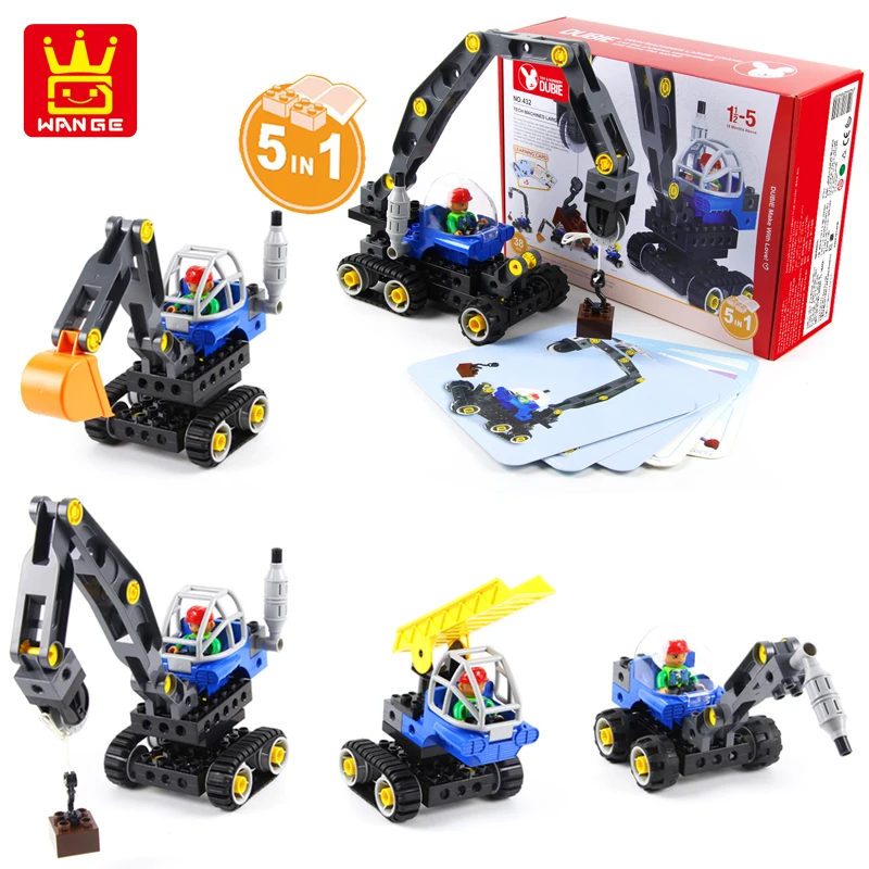 Engineering vehicle excavating and pushing Machinery Group large Particle Building Block screw assembling Educational Toys