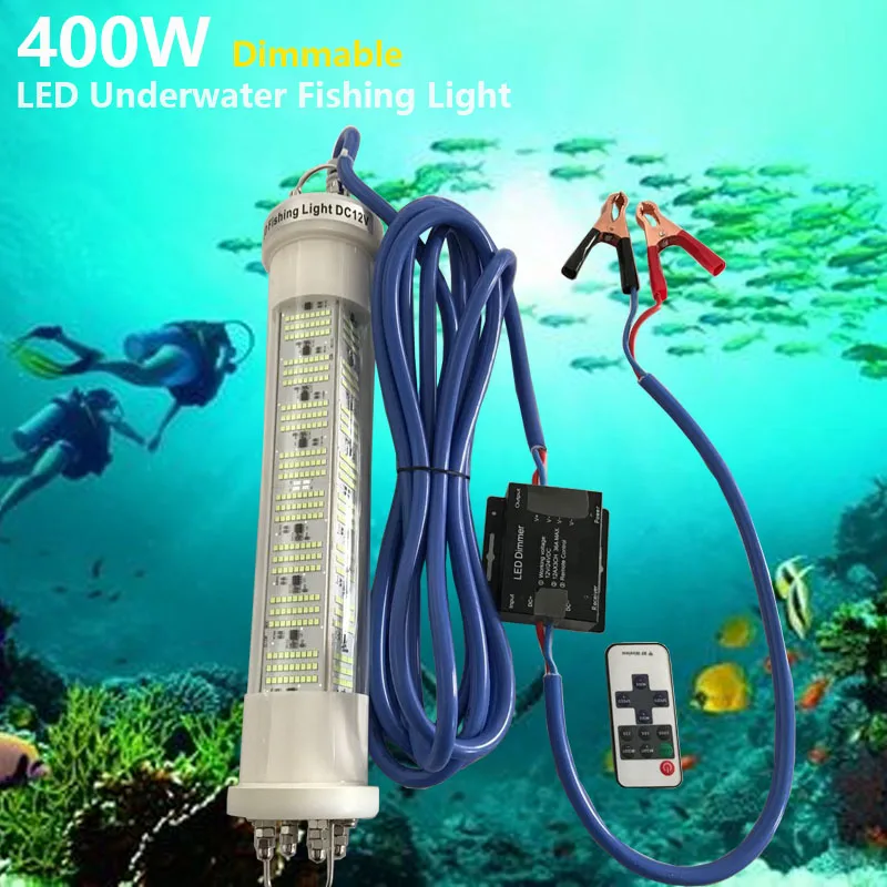 400W Outdoor Night Fishing Attracting Boat 12V LED Fishing Bait Lighting Fish Lure with Green White Blue Yellow colors