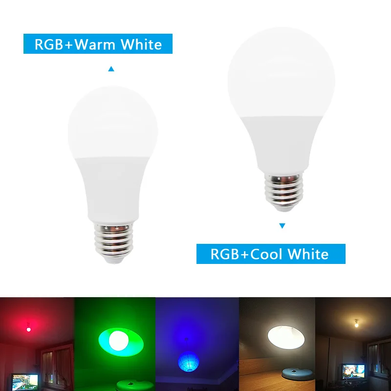 E27 RGB LED Bulb 110V 220V Lights 5W 10W 15W RGB Lampada Changeable Colorful RGBW LED Lamp With IR Remote Control+Memory Mode