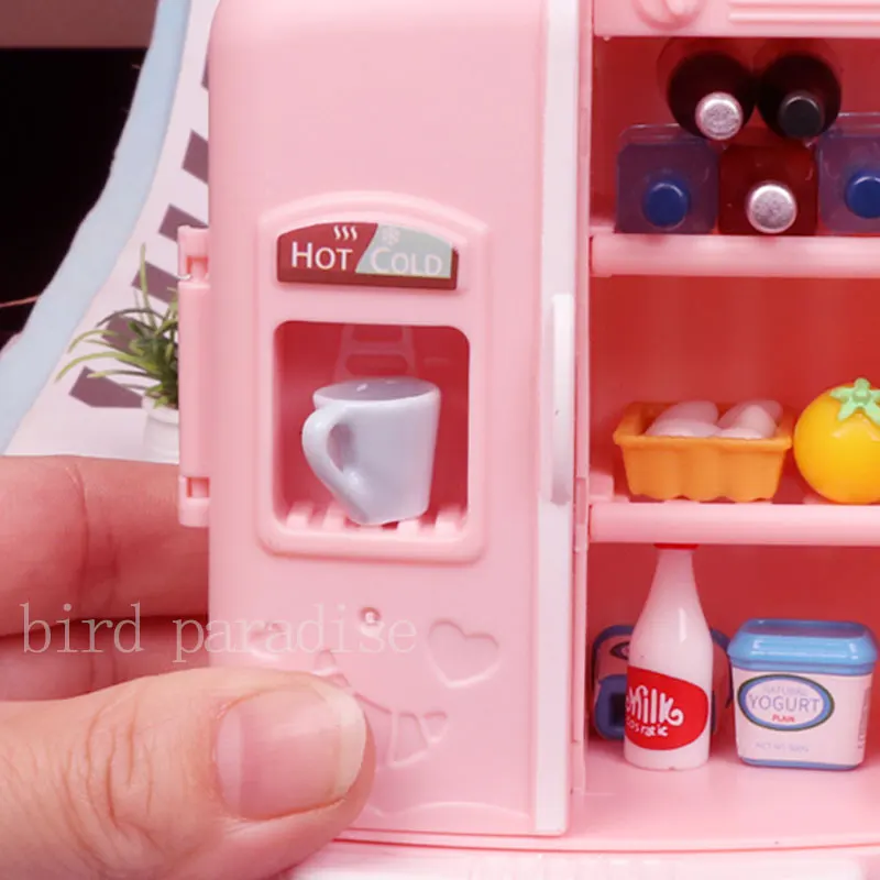 Mini refrigerador de doble puerta para niñas, juguetes en miniatura, muebles de cocina, accesorios para muñecas Barbie y juegos de comida para niños