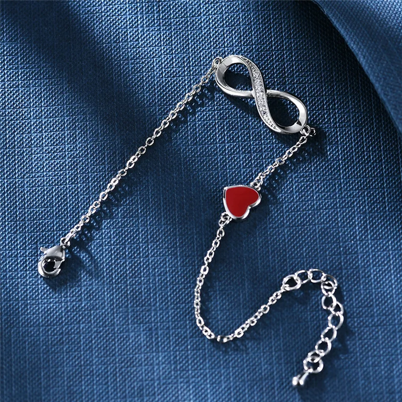 LByzHan Authentic Silver Infinity Adjustable Bracelet For Women Hot Fashion 8 Word Bracelet For Gift CMB81 image 2