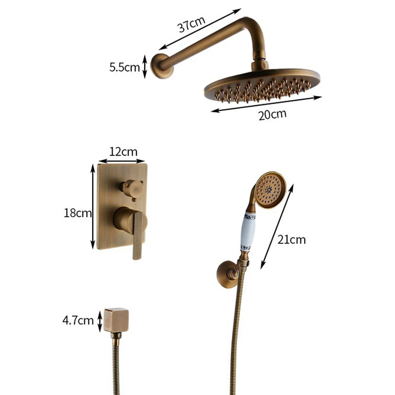 Wall Mounted Shower Set Bath Shower System Antique Bronze Oil Rubble Bronze Finished In-wall Bath Shower Hot and Cold ELS10