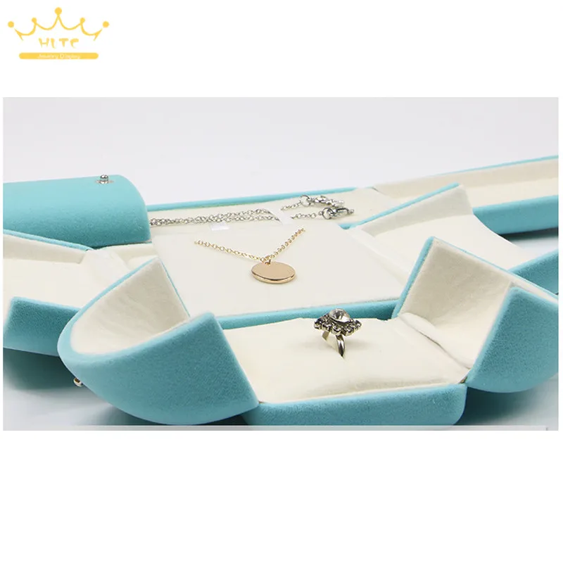 

Бархатная обручальная коробка для колец для пары, кулон, ожерелье, органайзер, чехол, двойная открытая застежка, подарочная упаковка для ювелирных изделий