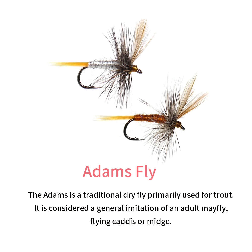Moscas secas Adam, Caddis y Midge para pesca de adultos - imagen 2