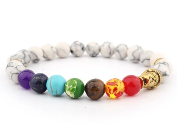 8mm multicolor Agate Chakra Healing Reiki Buddha Yoga Bracelet elastic adjustable Volcanic Stone Bangles gcg3