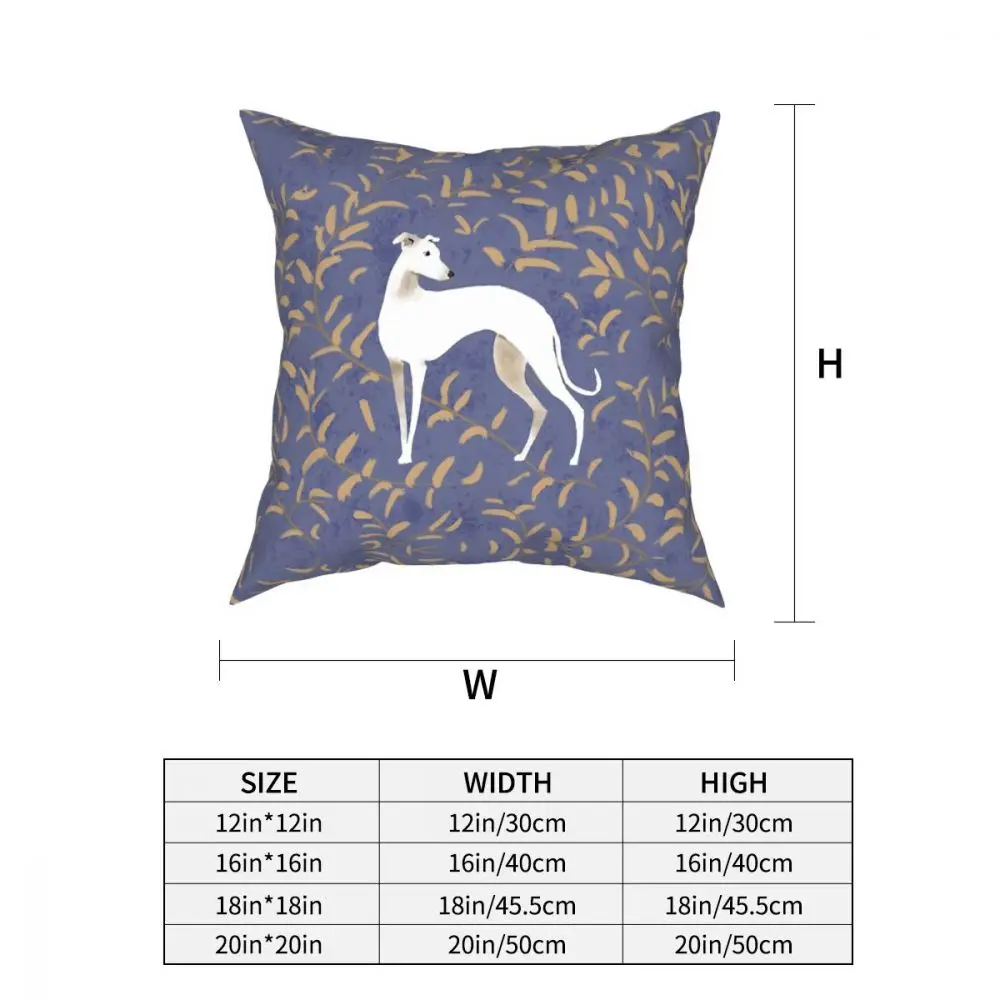 Whippet With Brown Leaves Square Pillow Case Cushions for Sofa Greyhound Sighthound Dog Custom Pillowcase