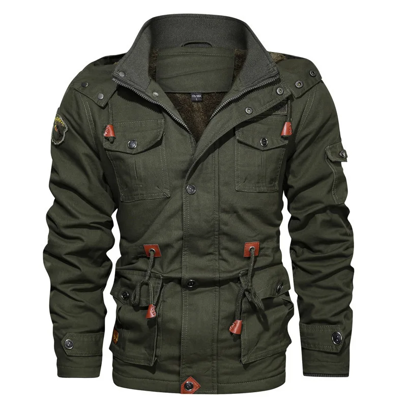 Thick Warm Mens Parka Winter Jacket Fleece Multi-pocket Casual Tactical Army Jacket Men Plus Size 5XL Hooded jaquetas masculina