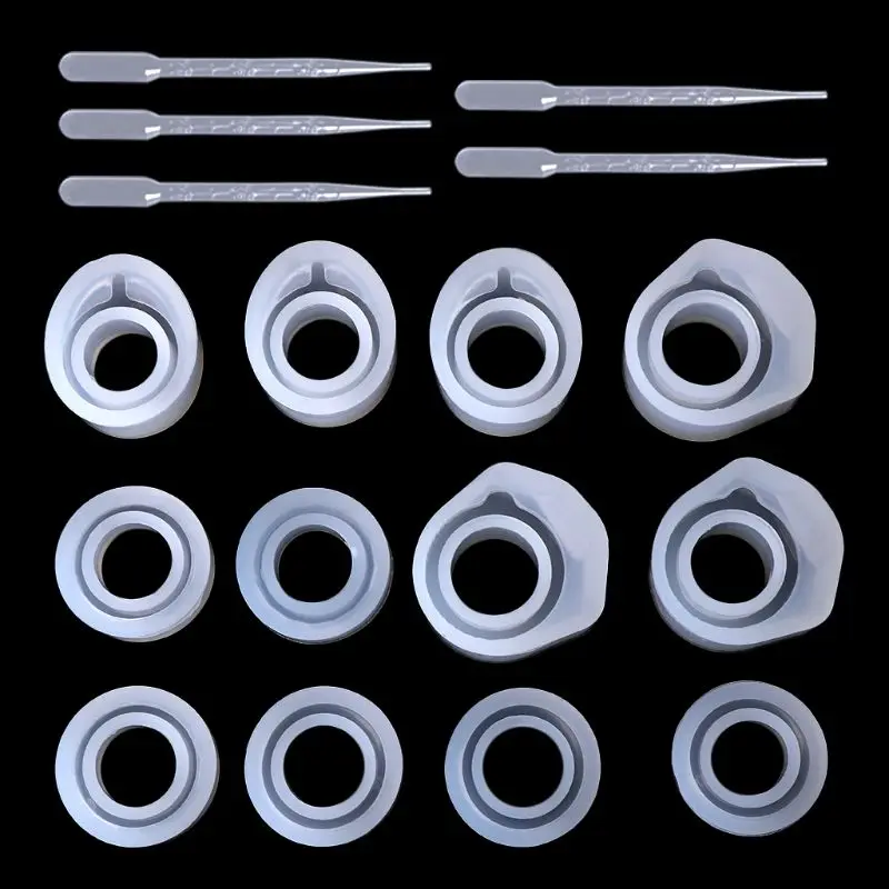 

17Pcs Epoxy Resin Kit Silicone Mold Ring Molds 3 Sizes Dropper DIY Jewelry Rings 16/16.6/17mm Handmade Gifts Accessories Finding