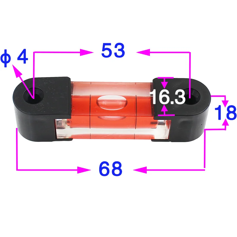 QASE Square Spirit Level Bubble Column Horizontal Ruler Leveler Gauge Inclinometer With Installation Holes 68*16*18mm 1PCS