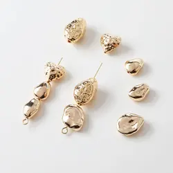 4PCS Gold Plated Irregular Beads Brass Spacer Beads Charms for Jewelry Making Necklace DIY Hand Made Pendant Accessories