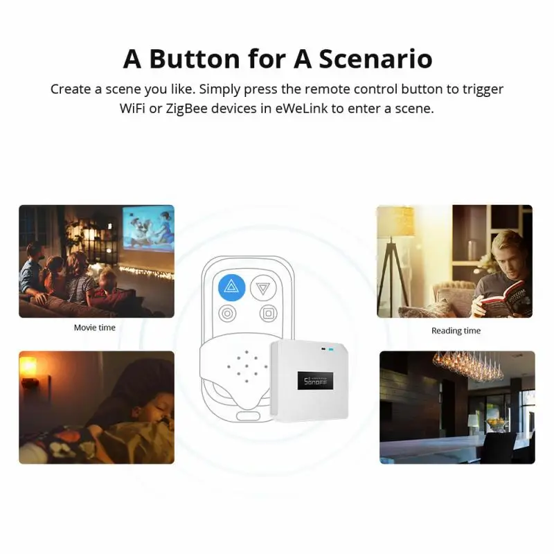 Sonoff RF Bridge R2 433 RF Smart Home Remote Control Via Ewelink APP Remote to WiFi Wireless Remote Works with Alexa Google Home