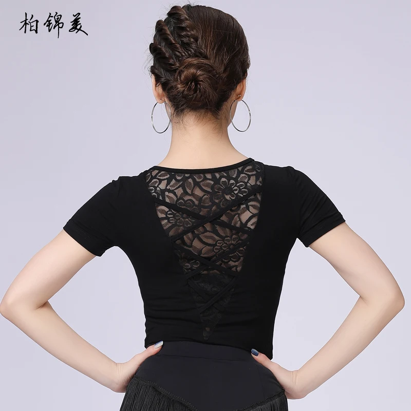 Latin dance shirt female adult clothing new short-sleeved new performance competition modern dance national standard training su