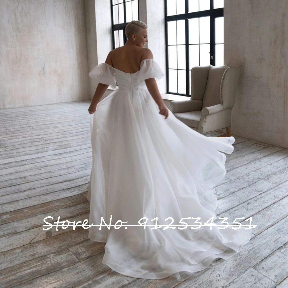 Vestido De novia De Organza De talla grande, Elegante, cuello barco, con cremallera en la espalda, sencillo, Hochzeitskleid