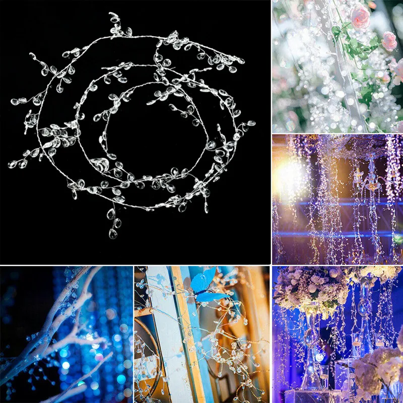 

30/100/120/150cm Clear Acrylic Crystal Bead Curtain Water Drop Branch String DIY Craft Tiaras Wedding Party Decor 100Pcs/Lot