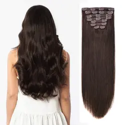 Grampo de bhf em extensões do cabelo humano 100% remy em linha reta natural cabelo humano cabeça cheia 70g a 140g clipe ins