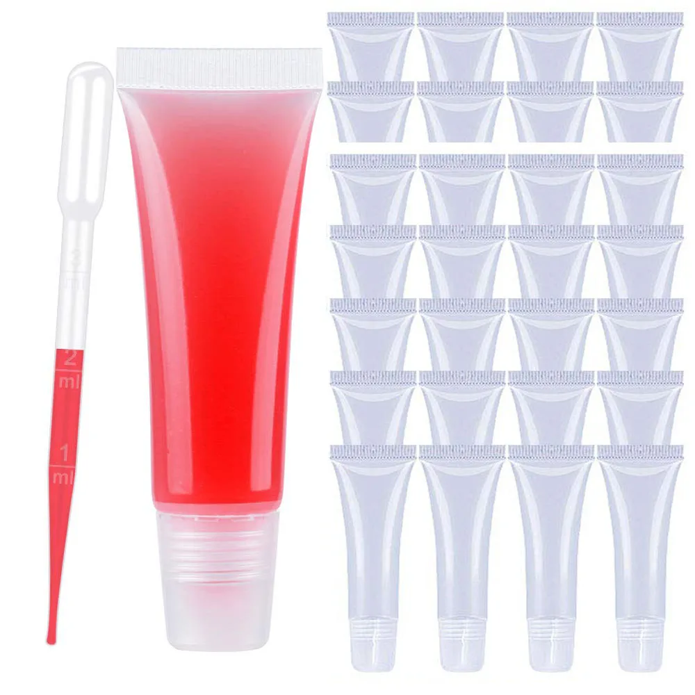 

50Pcs 10ml Lip Gloss Empty Tubes Refillable Clear Lip Gloss Containers Soft Squeeze Lipgloss Tubes Lip Gloss Cosmetics Lipstick