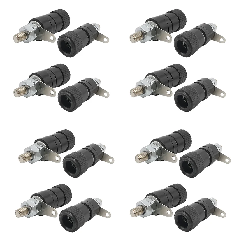 2/5/10Pairs 4mm Banana Socket Binding Post Nut Banana Plug Jack Terminal Block Connector Nickel Plated Red Black
