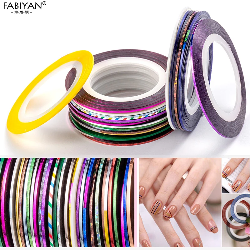 100pcs Multicolor Rolls Strip Striping Tape Line Wrap Tips Decoration Sticker DIY Nail Art Manicure Professional