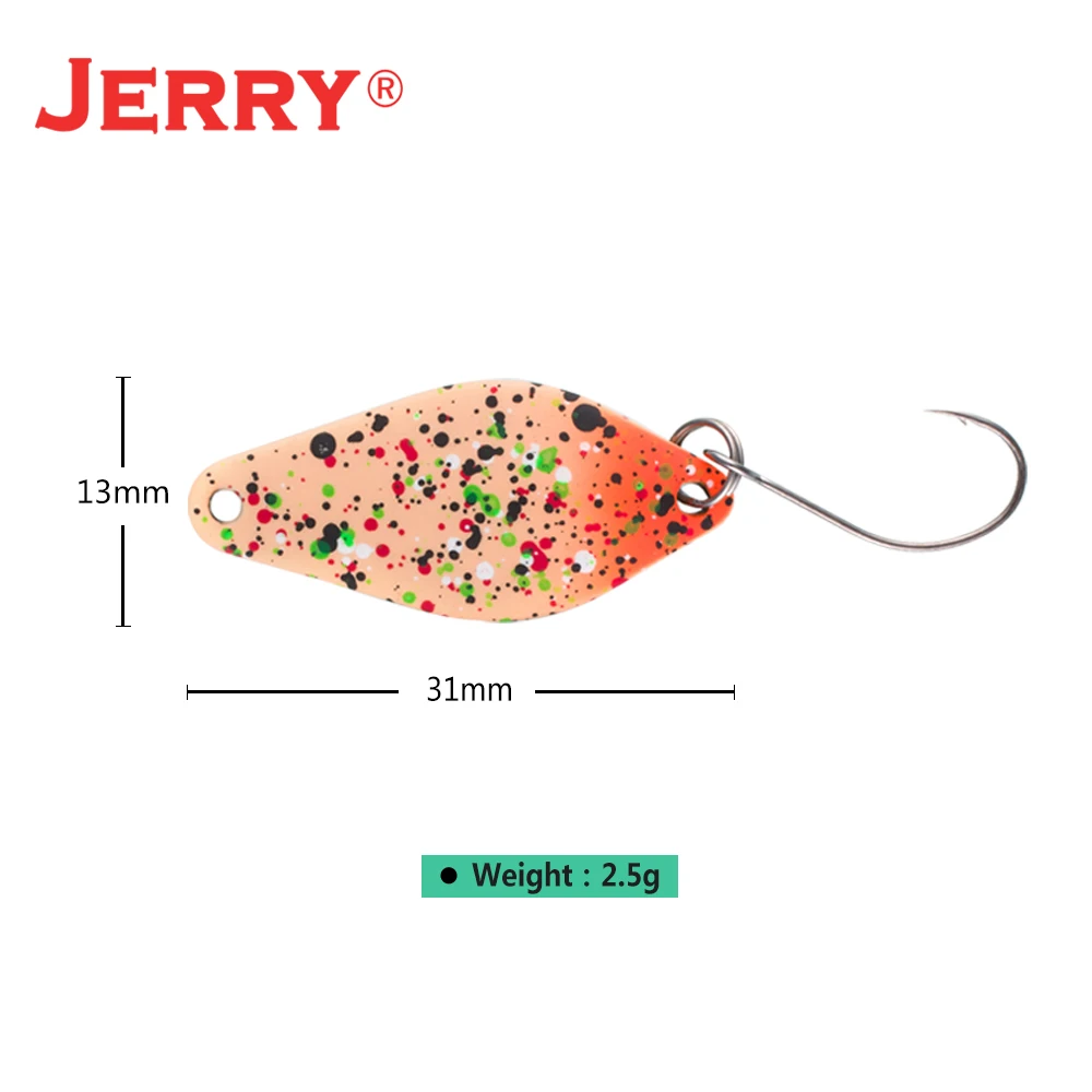 Jerry 2.5g wysokiej jakości przynęty na pstrągi Mini mosiężne łyżki wędkarskie przynęta słodkowodna Spinner Bait Pesca kwiaty bombki pojedyncze haczyki — zdjęcie 4