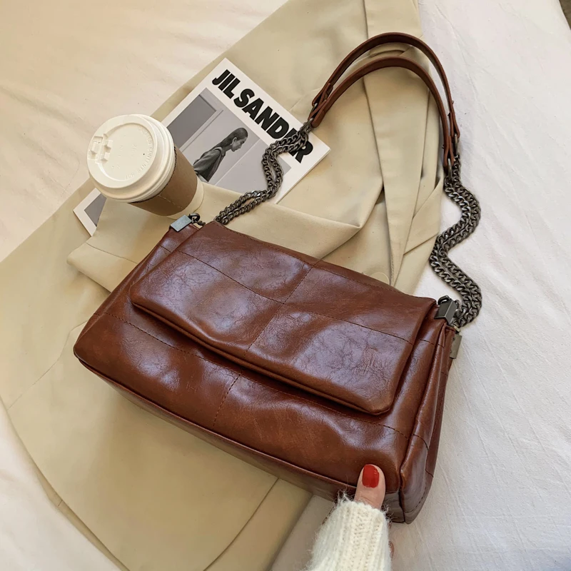 Retro torby listonoszki damskie torebki damskie Vintage Casual solidne torby na ramię nowa torba crossbody