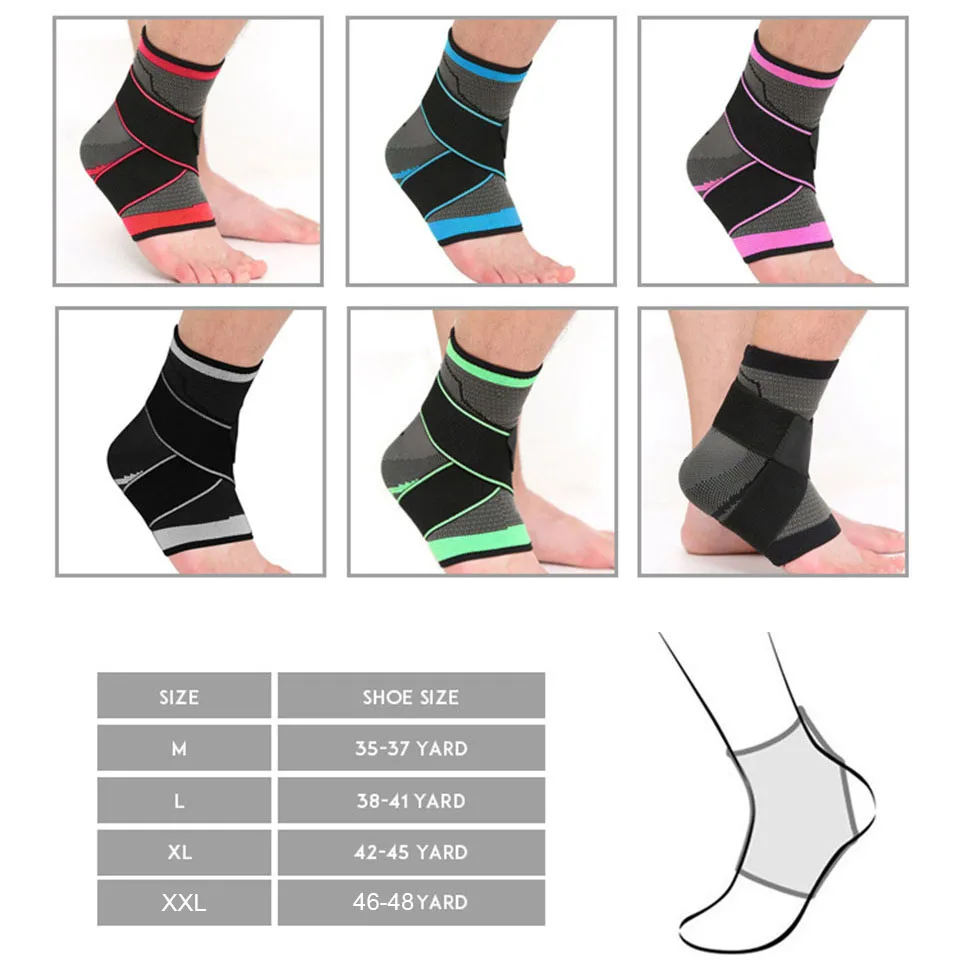 Coolfit SUPPORT 1 PCS Protective Football Ankle Support Basketball Ankle Brace Compression Nylon Strap Belt Ankle Protector