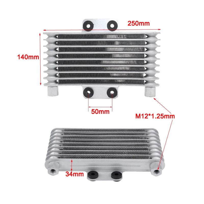 オートバイ用ユニバーサルオイルクーラー,効率的なモーターサイクルインターフェイス,オートバイ用オイルクーラー,80cc-250ccエンジンに適しています