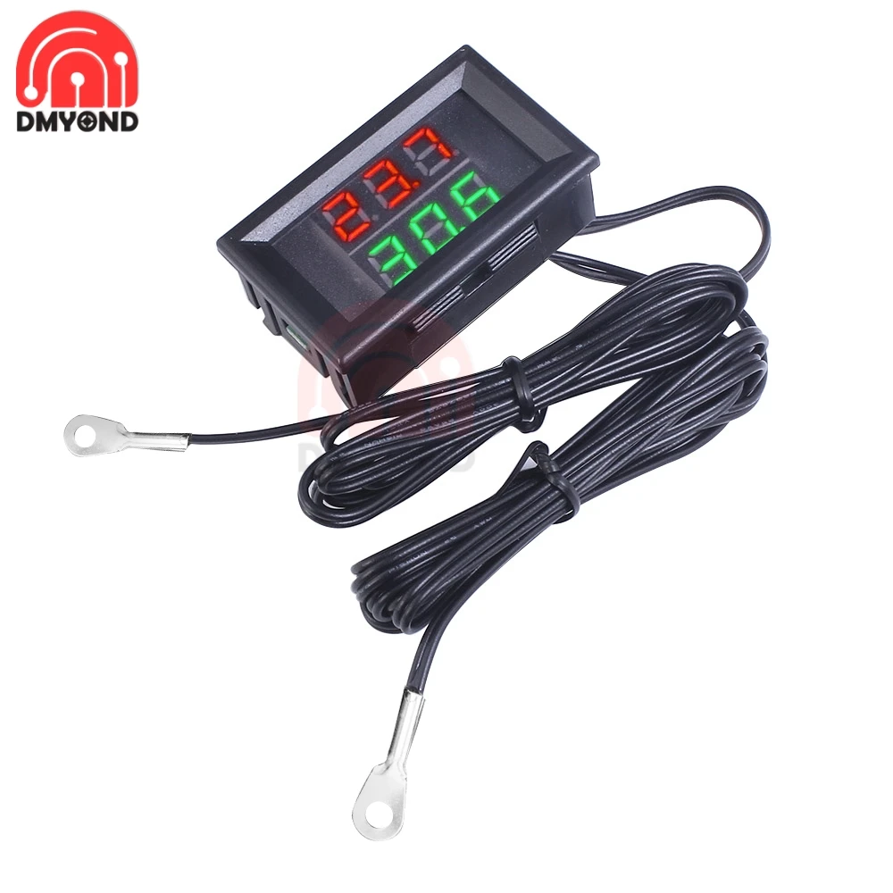 Mini Dual Display Digital Thermometer w/ Dual NTC Waterproof Metal Probe Temperature Sensor Tester for Car Room Indoor