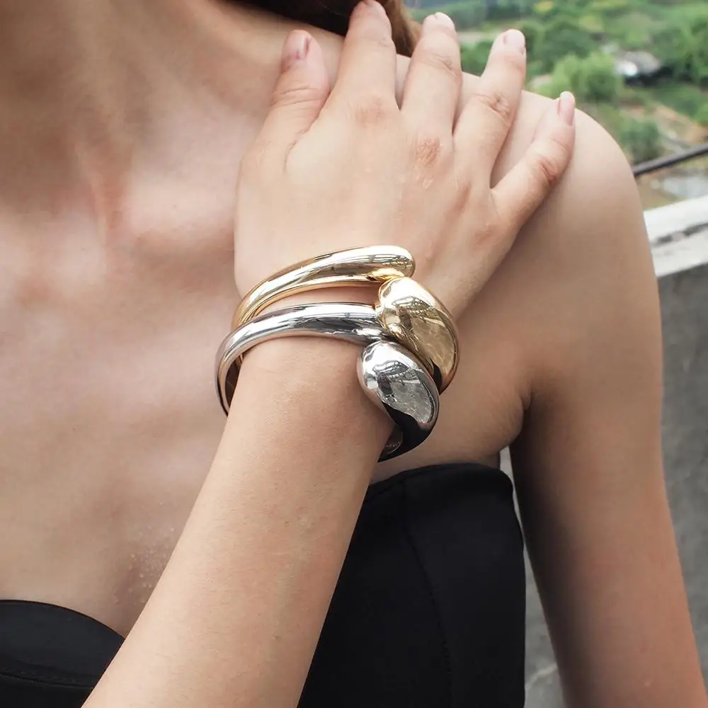 MANILAI-brazalete grande de aleación de colores mezclados para mujer, joyería de moda, brazaletes de declaración de Metal, accesorios, 2024