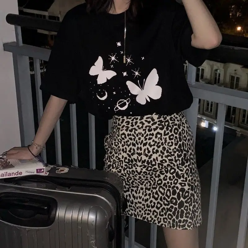 Leopard Skirts Women Summer All-match Sexy Design Streetwear Empire Mini Elegant Vacation Classic Vintage Slim Fit Chic Stylish